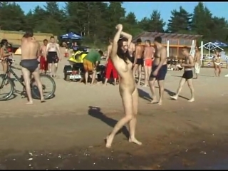 slim teen with perky boobs naked at a nudist beach -480p