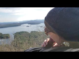 at the top of the world sucks a member of a black man (blowjob in the mountains, black, sex in nature, suction, took in my mouth, amateur drain)